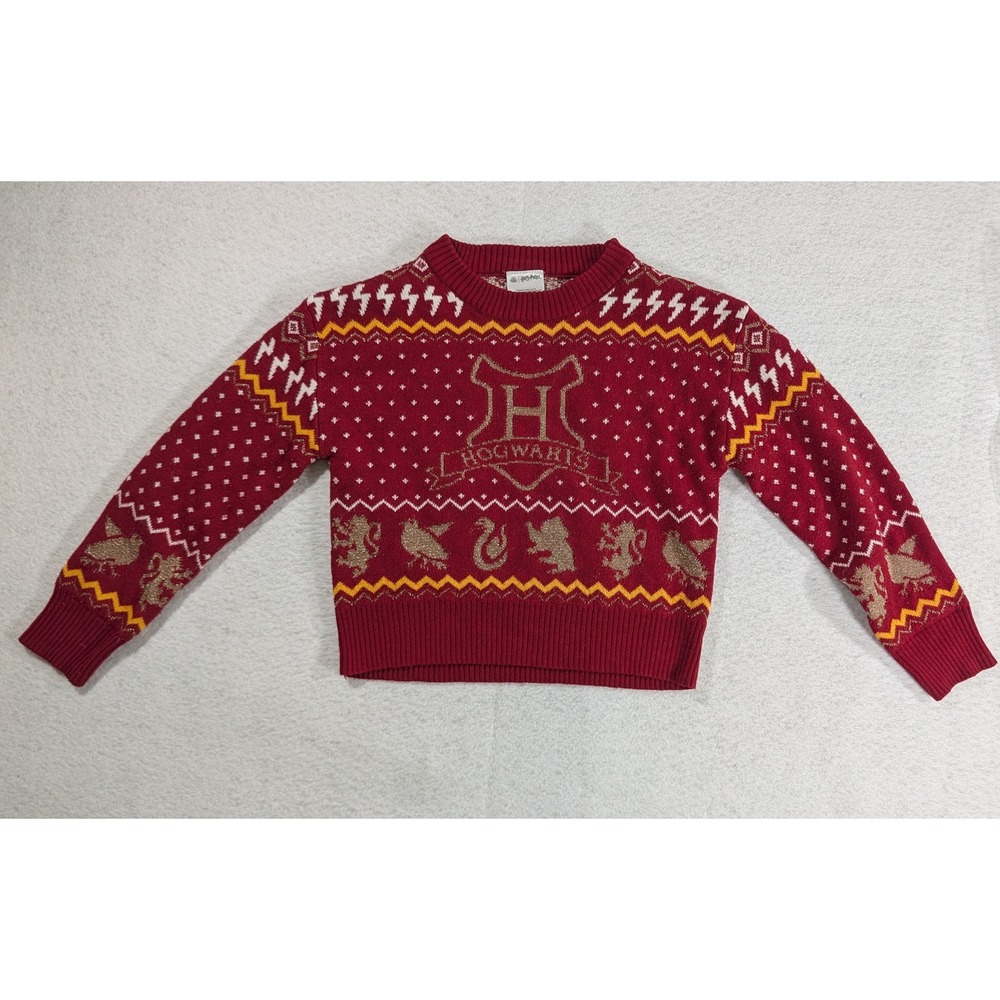 Harry Potter Kids Hogwarts Crest Holiday Sweater Red Gold Size 6/6X FL2437763RY